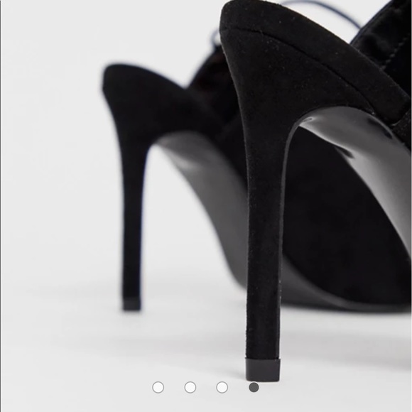 ASOS Ankle Toe Peep Toe Heels Black 6 Faux Suede - Picture 3 of 13